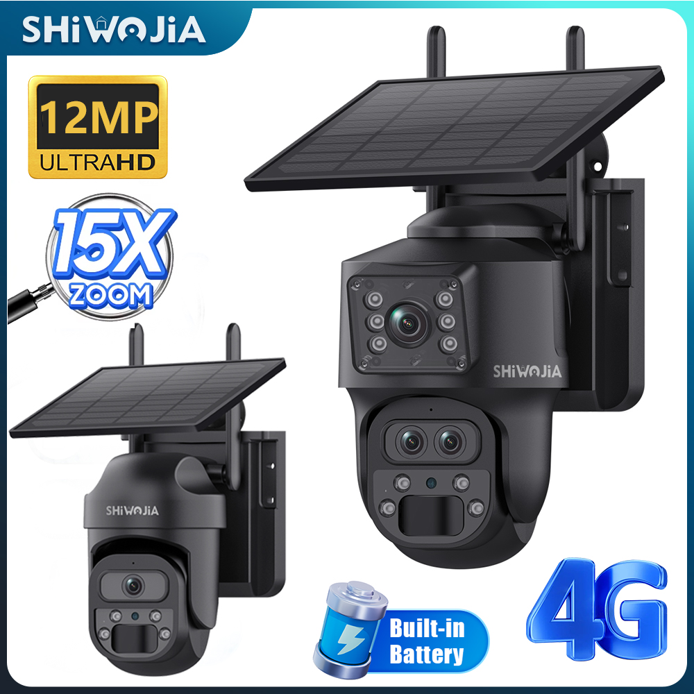 Camera Solar Wireless - SHIWOJIA Caméra solaire ZOOM 15X 4G